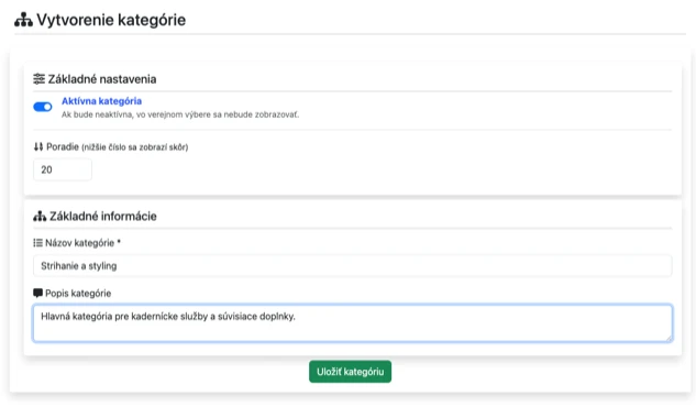 Kategórie služieb
